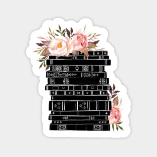 Watercolor flowers and stack of books Sticker